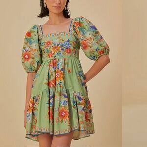 NWT FARM RIO Green Bright Yard Mini Dress SIZE S